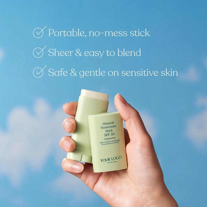 برچسب خصوصی ضد آفتاب معدنی SPF 50 مقاوم در برابر آب حفاظت از طیف گسترده ای از UVA / UVB 1